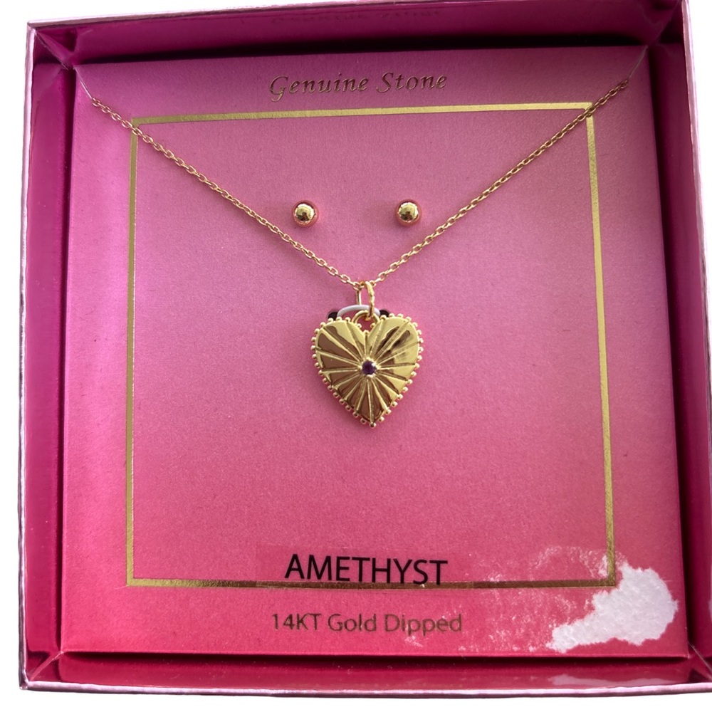 2 PC AMETHYST EARRINGS AND NECKLACE SET. Free with purchase